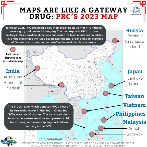 Map illustrating strategic geopolitical insights for 2023, with a focus on the People's Republic of China and its global influence.